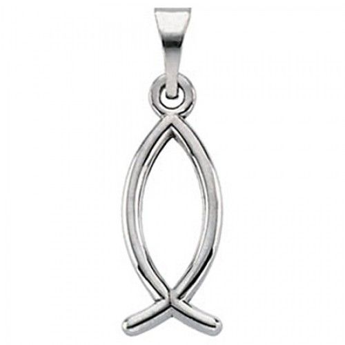 Jesus Ichthus Fish Pendant - Sterling Silver - 22mm New