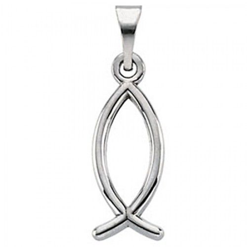 Jesus Ichthus Fish Pendant - Sterling Silver - 19mm New