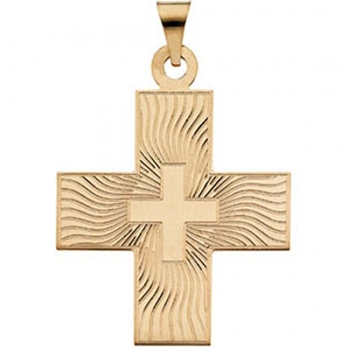 14k Yellow Gold Greek Cross Pendant - 27.50mm X 25.00mm