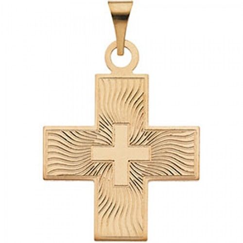 14k Yellow Gold Greek Cross Pendant - 20.50mm X 18.00mm