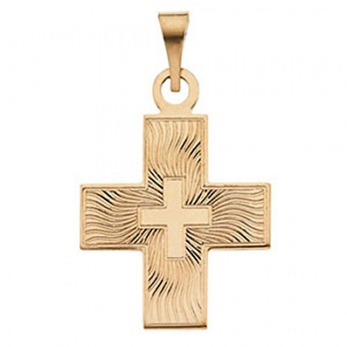 14k Yellow Gold Greek Cross Pendant - 14.00 X 15.50mm