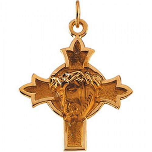New 14k Yellow Gold Cross Pendant - 22.50 X 21.50 Mm