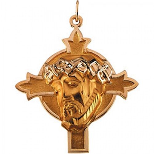 New 14k Yellow Gold Cross Pendant - 37.00 X 35.00 Mm