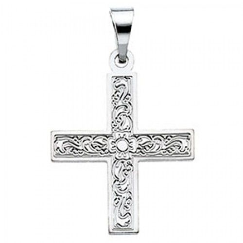 14k White Gold Greek Cross Pendant