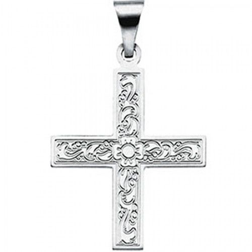 14k White Gold Greek Cross Pendant - 20.50mm X 18.00mm