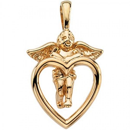 New 14k Yellow Gold Angel Pendant - 10 X 15mm