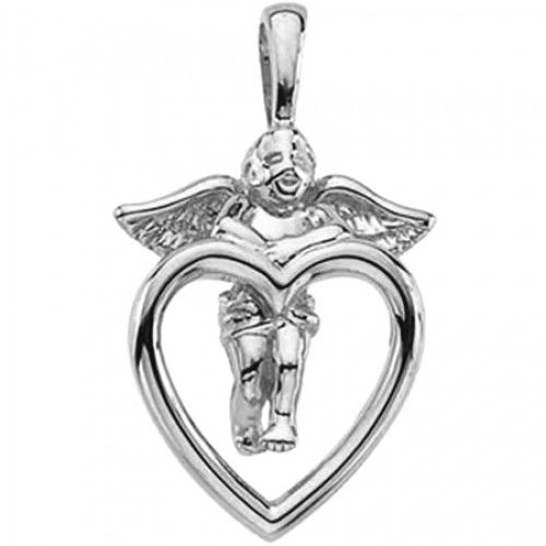 New 14k White Gold Angel Pendant - 10 X 15mm