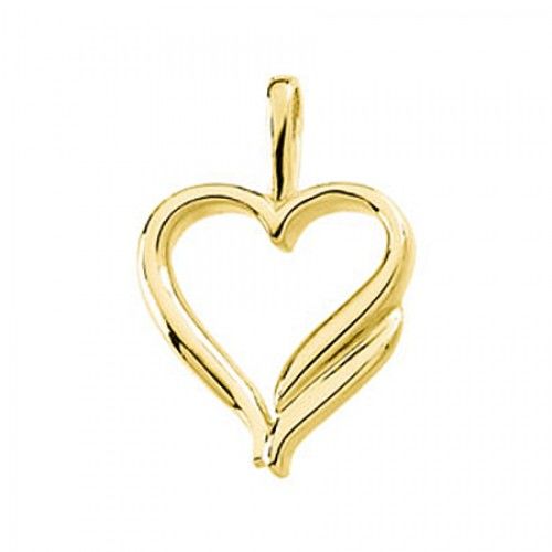 New 14k Yellow Gold Heart Pendant - 14 X 17mm