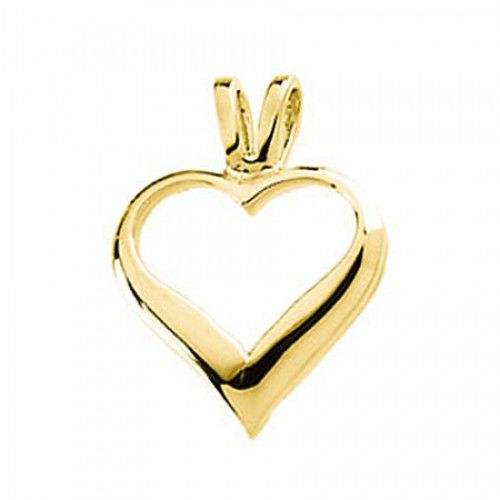 New 14k Yellow Gold Heart Pendant W/ Bunny Ear Bail - 15 X 17mm