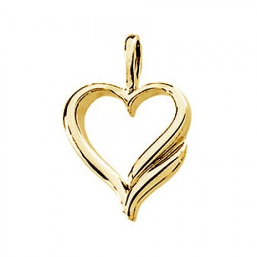 New Signature 14k Yellow Gold Heart Pendant - 15 X 17mm
