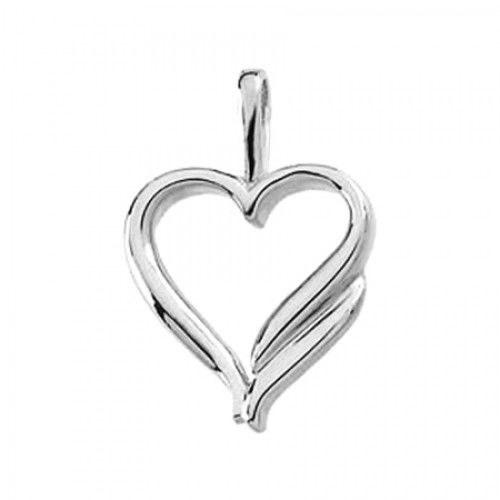 New 14k White Gold Heart Pendant - 14 X 17mm