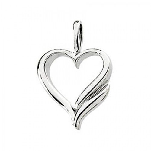 New 14k White Gold Heart Pendant - 15mm X 17mm