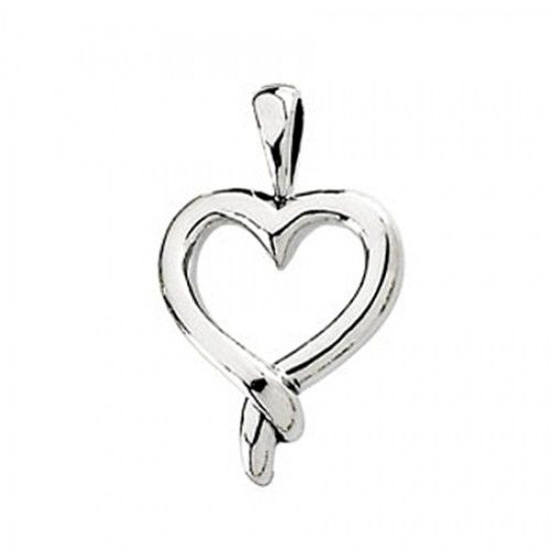 14 Karat White Gold Heart Pendant - 15 X 17mm New