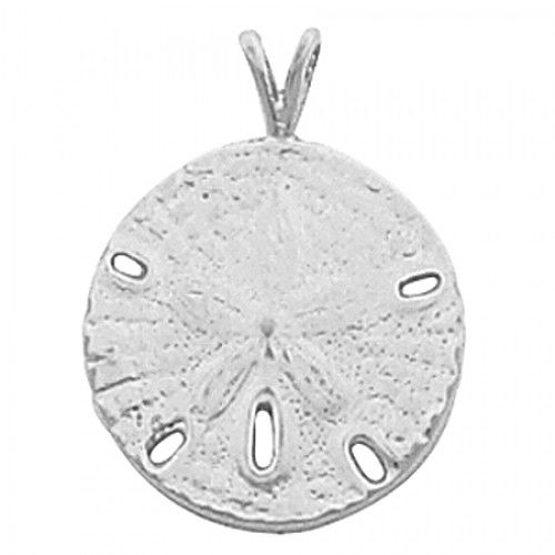 14k White Gold Sand Dollar Pendant 21.00 X 16.00mm New