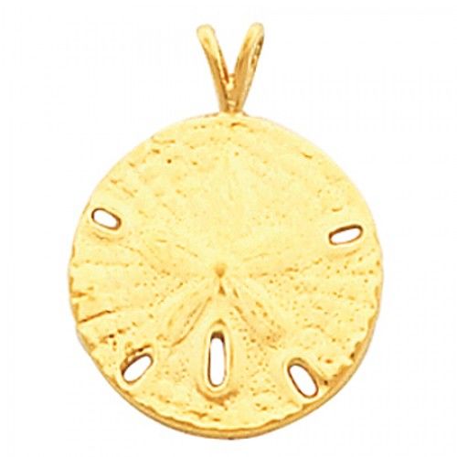14k Yellow Gold Sand Dollar Pendant 21.00 X 16.00mm New
