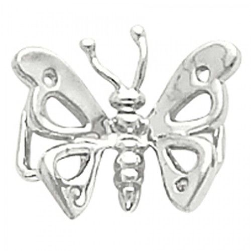 14k White Gold Butterfly Pendant 12.00 X 15.00mm New