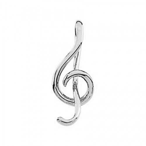 14k White Gold Treble Clef Pendant 21.00 X 09.00mm New
