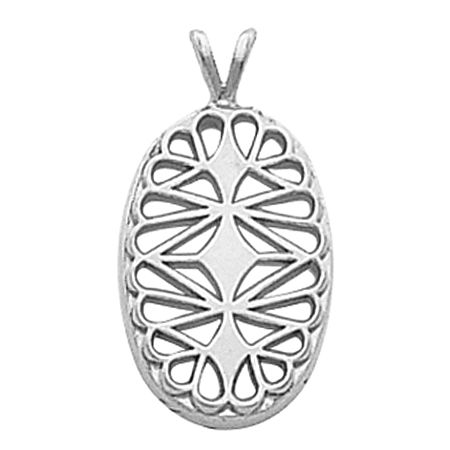 14k White Gold Filigree Pendant 18.00 X 12.00mm New