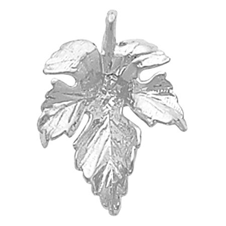 14k White Gold Leaf Pendant 22.00 X 16.00mm New