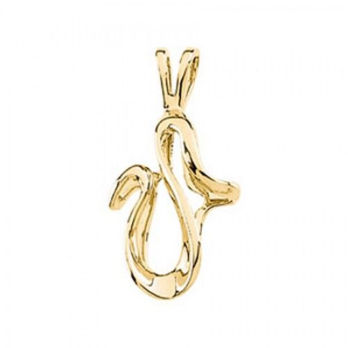 14k Yellow Gold Freeform Pendant 26.00 X 13.00mm New