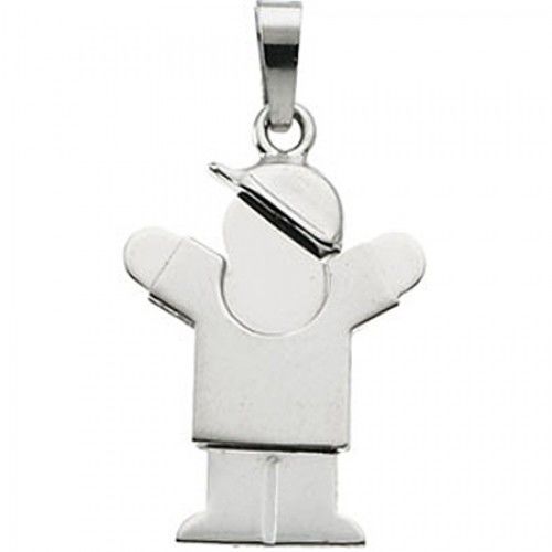 Appealing Boy Pendant in 14k White Gold
