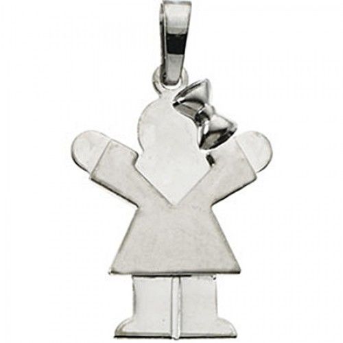 Charming Girl Pendant in 14k White Gold