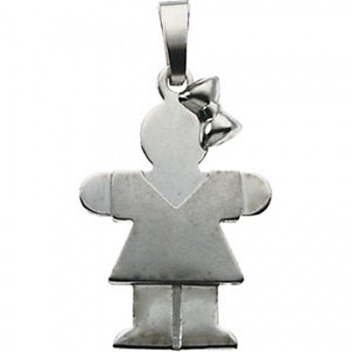 Cute Girl Pendant in 14k White Gold