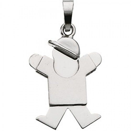 Dazzling Boy Pendant in 14k White Gold