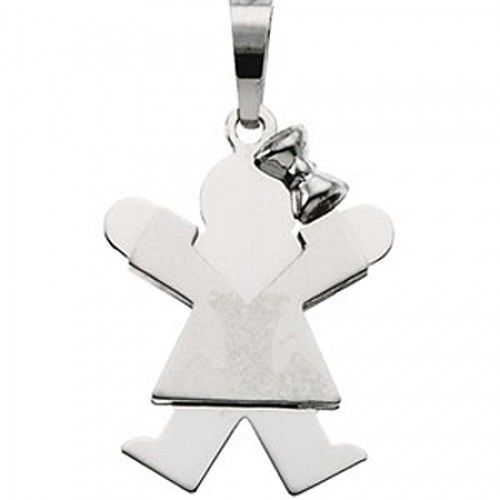 Delightful Girl Pendant in 14k White Gold