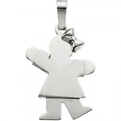Elegant Girl Pendant in 14k White Gold