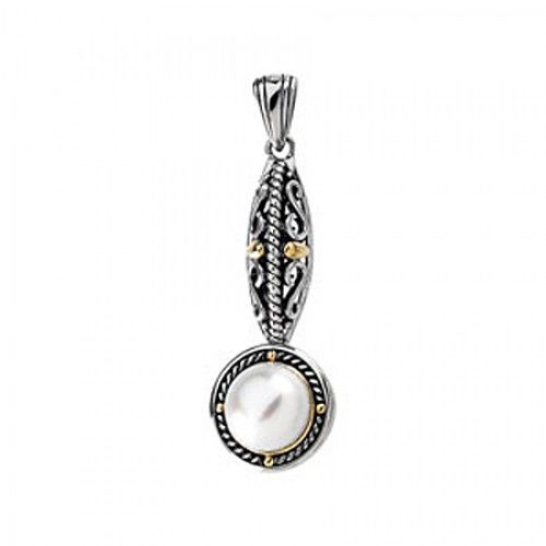 Pearl Pendant - 14k Yellow Gold & Sterling Silver