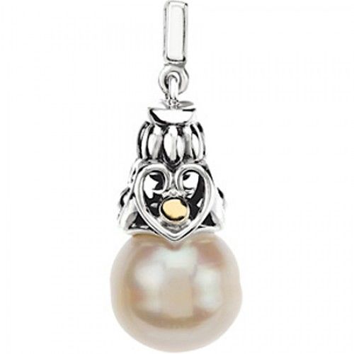 Pearl Pendant Sterling Silver 925 with 14k Yellow Gold