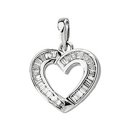 New 14k White Gold Diamond Heart Pendant - 3/8 Cttw