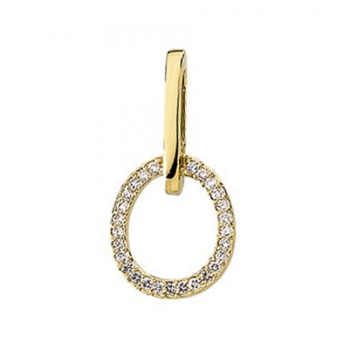 New 14k Yellow Gold Diamond Circle Pendant - 1/4 Cttw