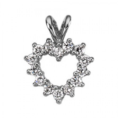 New Platinum Diamond Heart Pendant - 1/5 Cttw