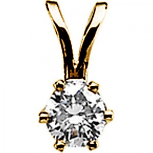 New 14k Yellow Gold Solitaire Diamond Pendant 1/4 Cttw