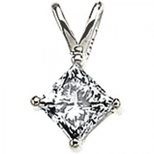 New 14k White Gold Solitaire Diamond Pendant - 3/8 Ct