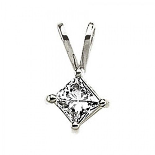 New 14k White Gold Diamond Pendant - 1/2 Ct