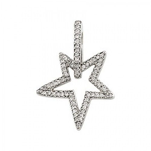 New 14k White Gold Diamond Pendant - 3/8 Cttw