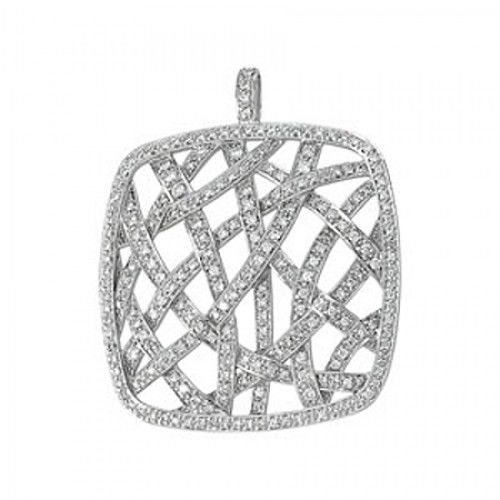 New 14k White Gold Diamond Pendant - 1 1/2 Cttw