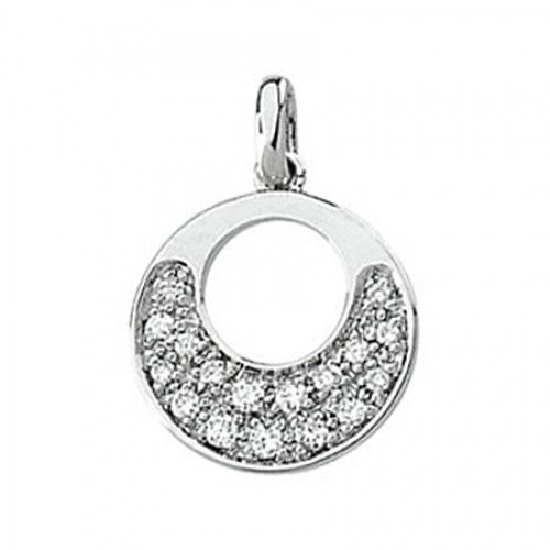 New 14k White Gold Diamond Circle Pendant - 1/6 Cttw