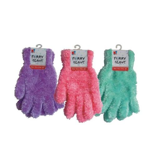Ladies Furry Gloves - Assorted Case Pack 144
