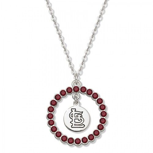 Mlb St Louis Cardinals Necklace W/ Red Crystal Wreath