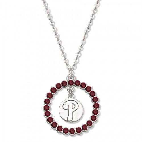 Mlb Philadelphia Phillies Necklace - Red Crystal Wreath