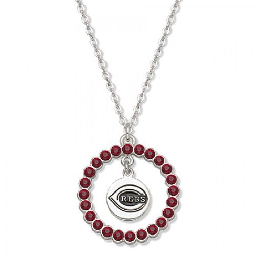 Mlb Cincinnati Reds Necklace W/ Red Crystal Wreath
