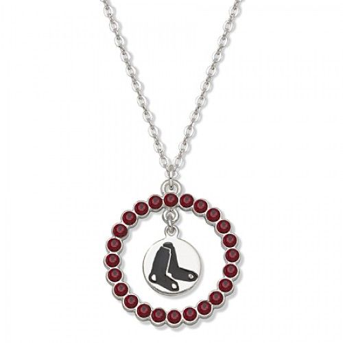 Mlb Boston Red Sox Necklace W/ Red Crystal Wreath