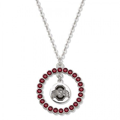 Ohio State Univ. Buckeyes Necklace Red Crystal Wreath