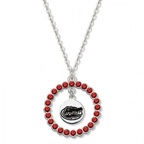 Univ. of Florida Gators Necklace W/ Red Crystal Wreath