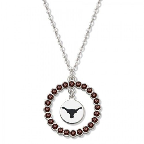 Univ. of Texas Longhorns Necklace W/ Red Crystal Wreath