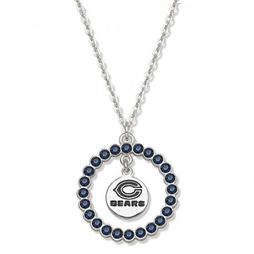 Nfl Chicago Bears Necklace W/ Blue Crystal Wreath